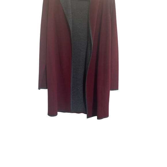 BNCI By Blanc Noir Hooded *READ* Sweater Cardigan Small Maroon Open Wool #5137 - Picture 4 of 12